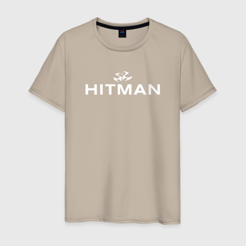 Мужская футболка хлопок Hitman - лого, цвет миндальный