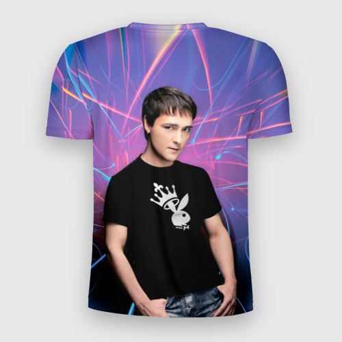 Мужская футболка 3D Slim Юрий Шатунов на неоновом фоне, цвет 3D печать - фото 2