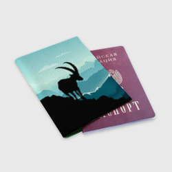 Обложка для паспорта матовая кожа Горный козел и горы - фото 2