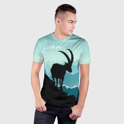 Мужская футболка 3D Slim Горный козел и горы - фото 2