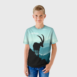 Детская футболка 3D Горный козел и горы - фото 2