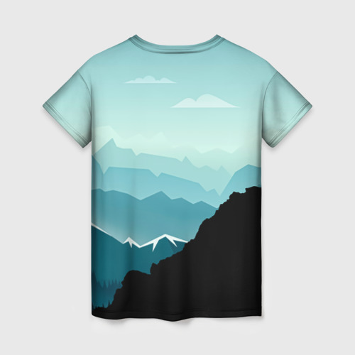 Женская футболка 3D с принтом Горный козел и горы, вид сзади #1