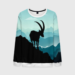 Мужской свитшот 3D Горный козел и горы