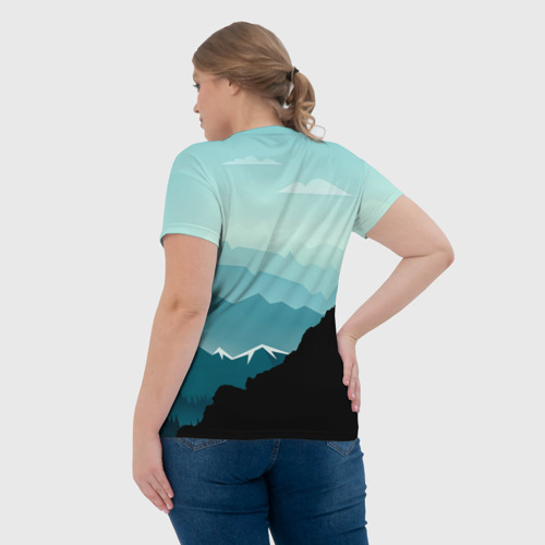 Женская футболка 3D с принтом Горный козел и горы, вид сзади #2