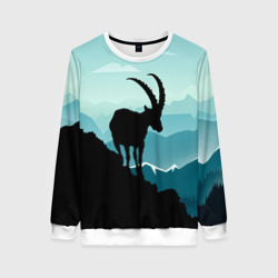 Женский свитшот 3D Горный козел и горы