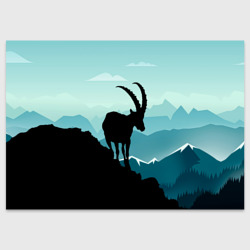 Поздравительная открытка Горный козел и горы