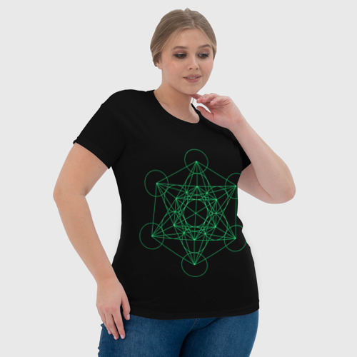 Женская футболка 3D Куб Метатрона на чёрном фоне, цвет 3D печать - фото 6
