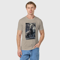 Мужская футболка хлопок Горный козел на фоне скалы - фото 2