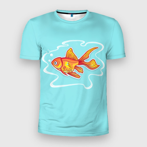 Мужская футболка 3D Slim с принтом Загадай желание: Золотая рыбка, вид спереди #2
