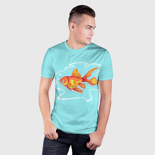 Мужская футболка 3D Slim с принтом Загадай желание: Золотая рыбка, фото на моделе #1