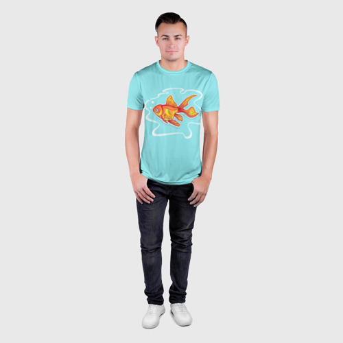 Мужская футболка 3D Slim с принтом Загадай желание: Золотая рыбка, вид сбоку #3