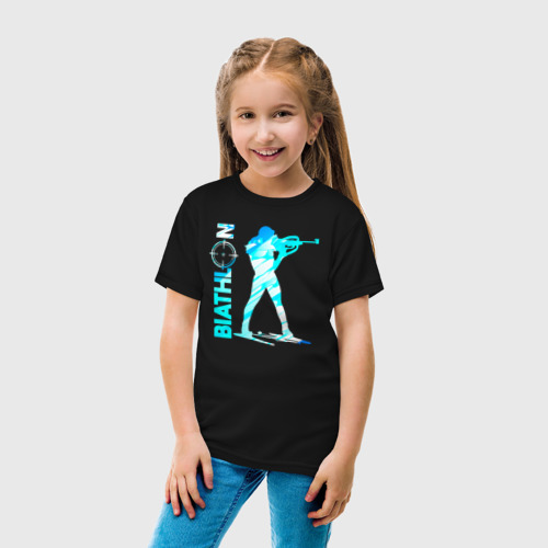 Детская футболка хлопок Биатлон спортсмен, цвет черный - фото 5