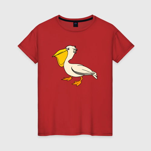 Женская футболка хлопок с принтом Маленький пеликан, вид спереди #2