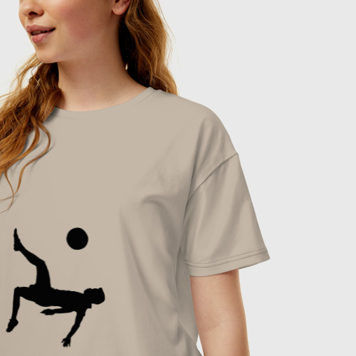 Женская футболка хлопок Oversize Тень Пеле, цвет миндальный - фото 3