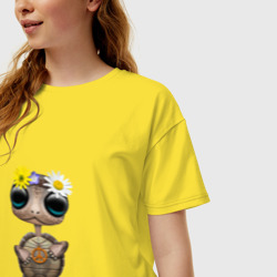 Женская футболка хлопок Oversize Мир - Черепаха - фото 2