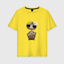 Женская футболка хлопок Oversize Мир - Черепаха