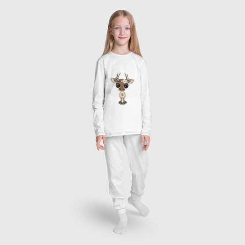 Детская пижама с лонгсливом хлопок с принтом Мир - Олень, вид сбоку #3