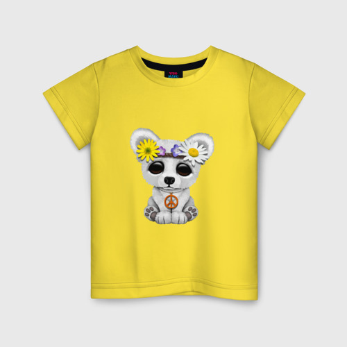 Детская футболка хлопок с принтом Мир - Белый Медведь, вид спереди #2
