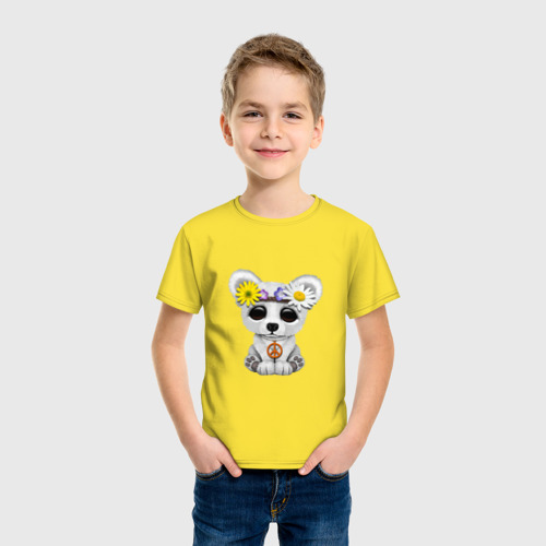 Детская футболка хлопок с принтом Мир - Белый Медведь, фото на моделе #1