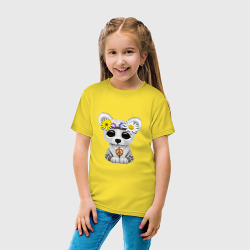 Детская футболка хлопок с принтом Мир - Белый Медведь, вид сбоку #3