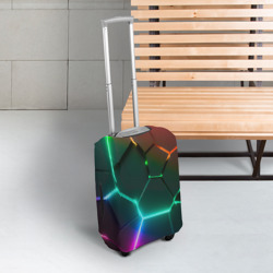 Чехол для чемодана 3D Радужный градиент неоновые геометрические плиты - фото 2