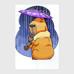 Магнитный плакат 2Х3 Капибара прячется под зонтом от дождя