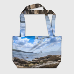 Пляжная сумка 3D Парусник на горизонте океана