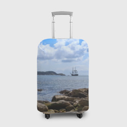 Чехол для чемодана 3D Парусник на горизонте океана