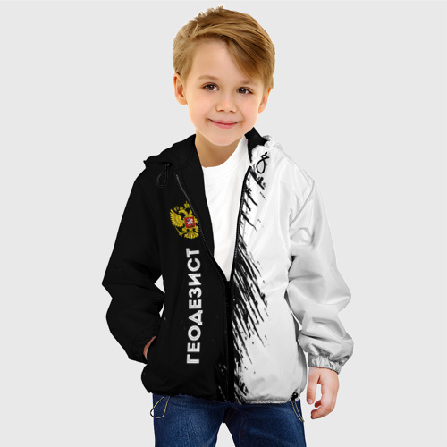 Детская куртка 3D Геодезист из России и герб РФ: по-вертикали, цвет черный - фото 3