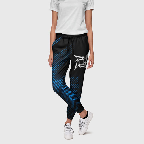 Женские брюки 3D с принтом Metallica звуковая волна, фото на моделе #1
