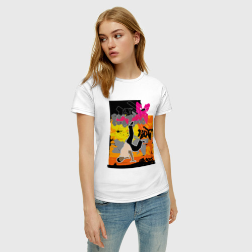 Женская футболка хлопок Хип хоп абстракция, цвет белый - фото 3
