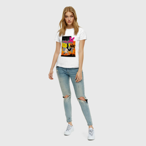 Женская футболка хлопок Хип хоп абстракция, цвет белый - фото 5