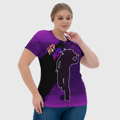Женская футболка 3D Силуэт девушки хип хоп, цвет 3D печать - фото 6