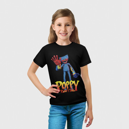 Детская футболка 3D с принтом Поппи Плейтайм Хагги Вагги, вид сбоку #3