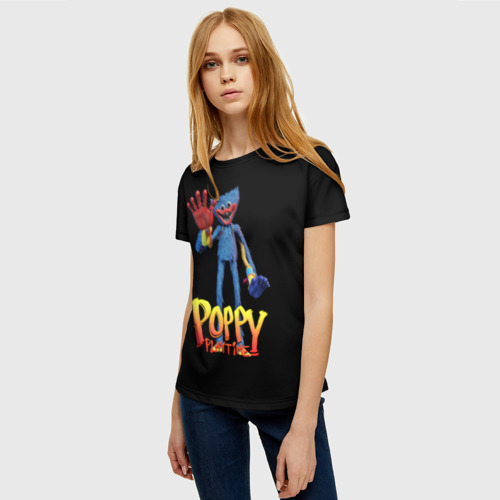 Женская футболка 3D с принтом Поппи Плейтайм Хагги Вагги, фото на моделе #1