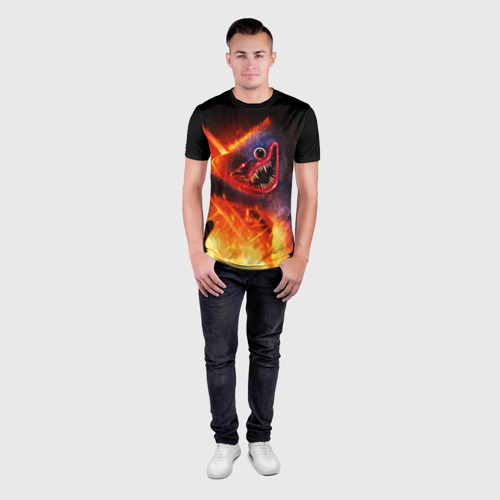 Мужская футболка 3D Slim с принтом Хагги Вагги в огне, вид сбоку #3