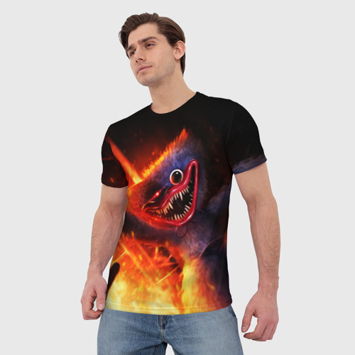 Мужская футболка 3D с принтом Хагги Вагги в огне, фото на моделе #1