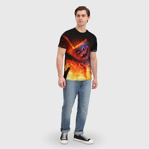 Мужская футболка 3D с принтом Хагги Вагги в огне, вид сбоку #3