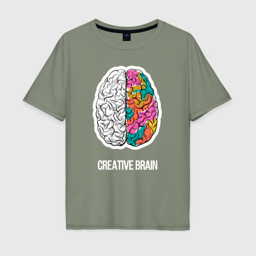 Мужская футболка хлопок Oversize Creative Brain, цвет авокадо