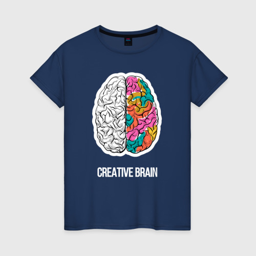 Женская футболка из хлопка с принтом Creative Brain, вид спереди №1