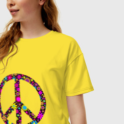 Женская футболка хлопок Oversize Flowers pacific - фото 2