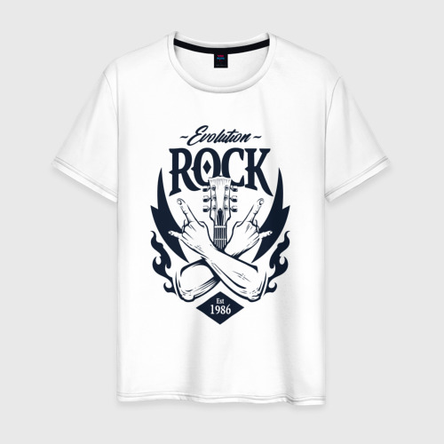 Мужская футболка из хлопка с принтом Rock evolution, вид спереди №1