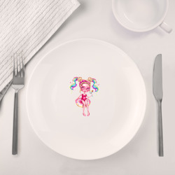 Набор: тарелка + кружка Девушка плавает на надувном круге - пончике - фото 2