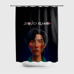Штора 3D для ванной Игра в кальмара - Сон Ки Хун анимационный