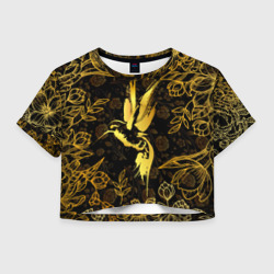 Женская футболка Crop-top 3D Золотая колибри