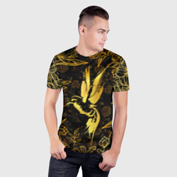 Мужская футболка 3D Slim Золотая колибри - фото 2