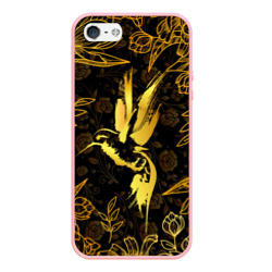 Чехол для iPhone 5/5S матовый Золотая колибри