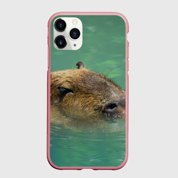 Чехол для iPhone 11 Pro Max матовый Капибара под водой