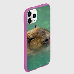 Чехол для iPhone 11 Pro матовый Капибара под водой - фото 2