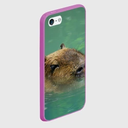 Чехол для iPhone 5/5S матовый Капибара под водой - фото 2